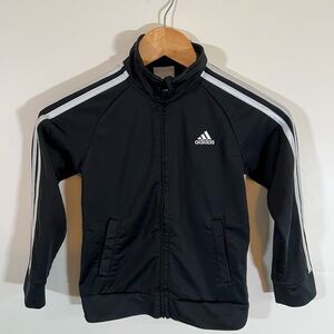 Adidas Kids 3-Stripe Track Jacket Black Full Zip Size 6 Athletic